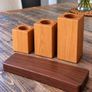 Handmade Rustic Wood Tea-light Candle Holder Set Image 6