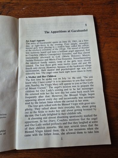 Vintage Garabandal Prayer and the Rosary Booklet. Religious.