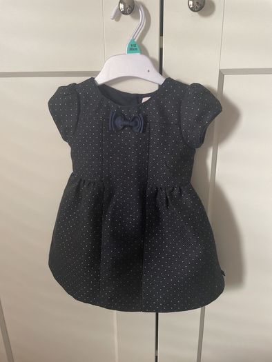 Ted Baker baby dress navy with golden dots size 6-9 m