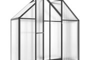 Aluminum Polycarbonate Garden Greenhouse with Adjustable Window and Hinged Door Weather-Resistant Transparent
