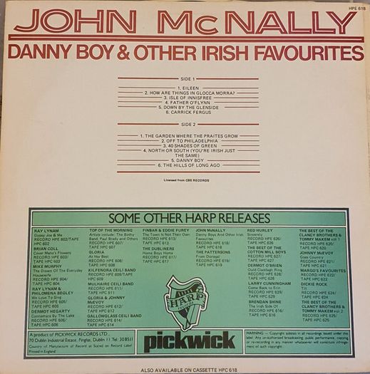 John McNally - Danny Boy & Other Irish Favourites LP 1968