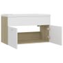Sink Cabinet with Built-in Basin White and Sonoma Oak Chipboard Image 10