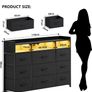 Chest of Drawers for Bedroom with LED and Charging Station, Black Image 8