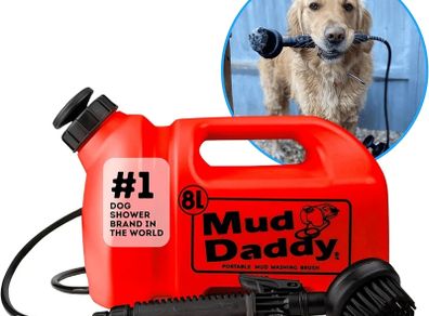 8 Litre Portable Pet Washing Device | Muddy Walks | Pet Cleaning | Grooming | Red