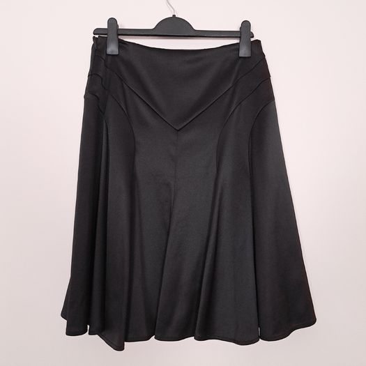 Jasper Conran Black Satin Panel A-Line Flare Midi Skirt 10UK/38EU