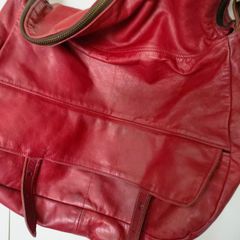 JAS M.B Designer Vintage Red Leather Messenger Handbag!