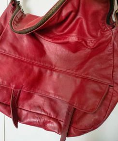 JAS M.B Designer Vintage Red Leather Messenger Handbag!