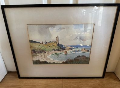 Original Watercolour of Dunure Castle by Robert Houston RSW (Framed)