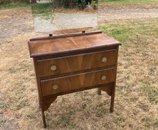 Vintage Mid-Century Wooden Dressing Table with Mirror