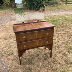 Vintage Mid-Century Wooden Dressing Table with Mirror