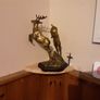 brass prancing stag and deer, Image 4