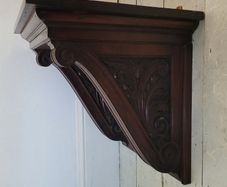 Antique carved mahogany corbel shelf