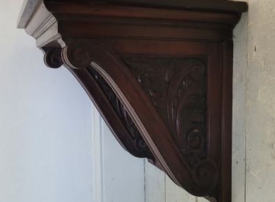 Antique carved mahogany corbel shelf
