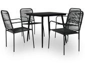 5 Piece Outdoor Dining Set Cotton Rope and Steel Black