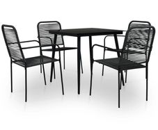 5 Piece Outdoor Dining Set Cotton Rope and Steel Black