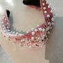 New pink velvet and pearls headband Image 2