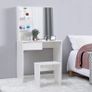 BRAND NEW White Wooden Dressing Table Set with Large Mirror and 2 Tier Open Shelf Modern Vanity Makeup Writing Desk Bedroom Image 3