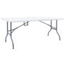Folding Garden Table with 2 Benches 180 cm Steel and HDPE White Image 8