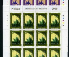 2000 Ireland Christmas Stamp Sheetlet Plate 1A1A1A1A Mint Never Hinged