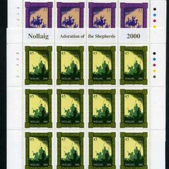 2000 Ireland Christmas Stamp Sheetlet Plate 1A1A1A1A Mint Never Hinged
