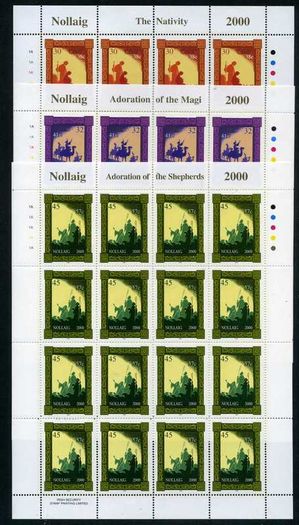 2000 Ireland Christmas Stamp Sheetlet Plate 1A1A1A1A Mint Never Hinged