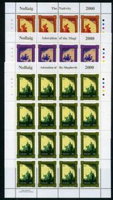 2000 Ireland Christmas Commemorative Stamps Sheetlet Plate 1B1B1B1B Mint Never Hinged (MNH)