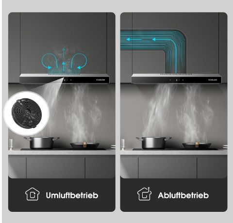 Gasland Chef SR60SS Visor Cooker Hoods 60cm Quiet Cooker Hood Exhaust with Carbon Recirculating, 3 Levels Touch Control Undercabinet Extractor Stainless Steel