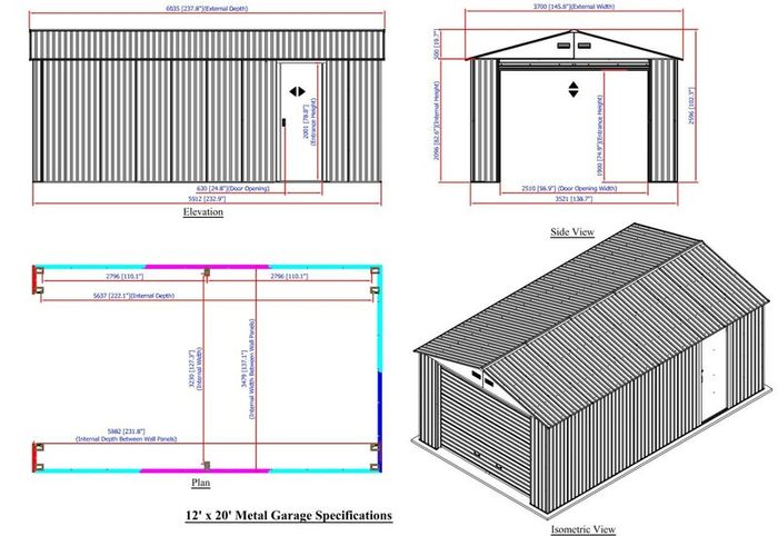 1220 Olympian Steel Car Garages
