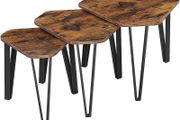 MASSIVE SALE Nesting Coffee Table, Set of 3 End Tables for Living Room, Stacking Side Tables, Sturdy and Easy Assembly, Steel Frame, Industrial Style, Rustic Brown and Black