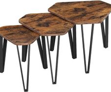 MASSIVE SALE Nesting Coffee Table, Set of 3 End Tables for Living Room, Stacking Side Tables, Sturdy and Easy Assembly, Steel Frame, Industrial Style, Rustic Brown and Black