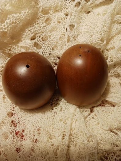 Mid century teak salt & pepper shakers