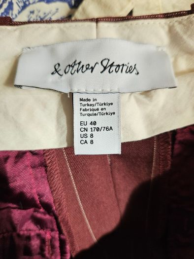 & Other Stories burgundy wool blend wide legged trousers office siren smart Size 12-14