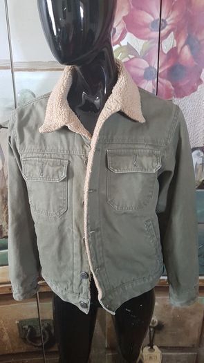 Gap Kids Olive Sherpa-Lined Trucker Jacket - Cozy and Warm A,V