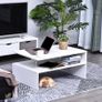2-Tier Coffee Table Open Shelf with Metal Poles and Elevated Base Image 3