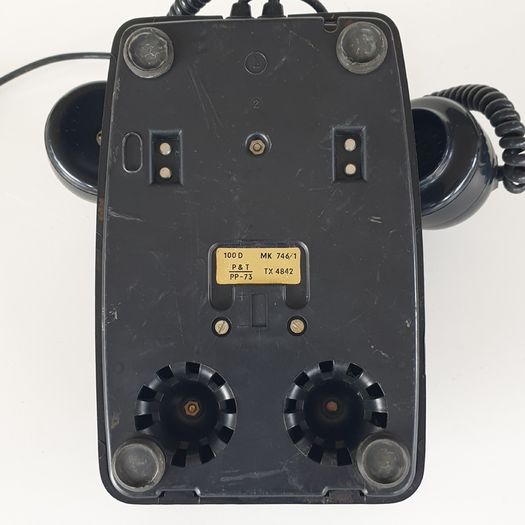 1970s black rotary dial telephone PROP