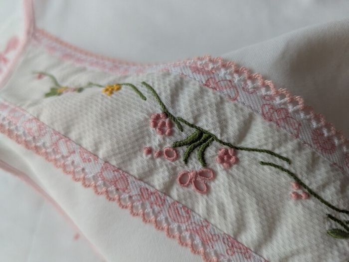 Handmade Traditional Madeira Embroidered Baby comfort  100% Cotton