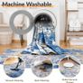 Washable Rugs Living Room 120x180 cm Modern Abstract Rug with Soft Low Pile Vacuum Friendly Non Slip Backing Minimalist Carpet for Lounge Bedroom Dining Room Home Office Blue/Gold Image 4