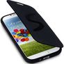 New Samsung I9500 Galaxy S4 Gel Case W/ Front Flap Black With Free Screen Protector Image 2