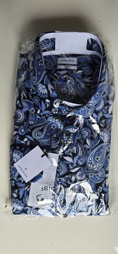 Seidensticker Men's Business Shirt, Paisley Pattern, Slim Fit, Size 45 / XXL