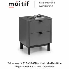 Zoe 2 Drawer Bedside Table - Grey