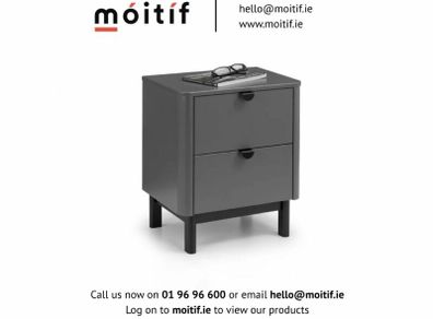 Zoe 2 Drawer Bedside Table - Grey