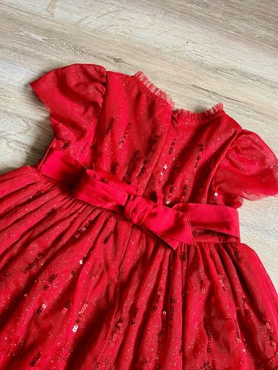 M&S red tulle dress 3/4y