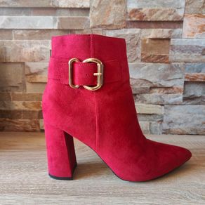 Wine Suede Ankle boots with gold buckle, size 6