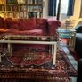 Chrome, Wood and Tempered Glass Coffee Table and matching nest of 3 side tables Image 4