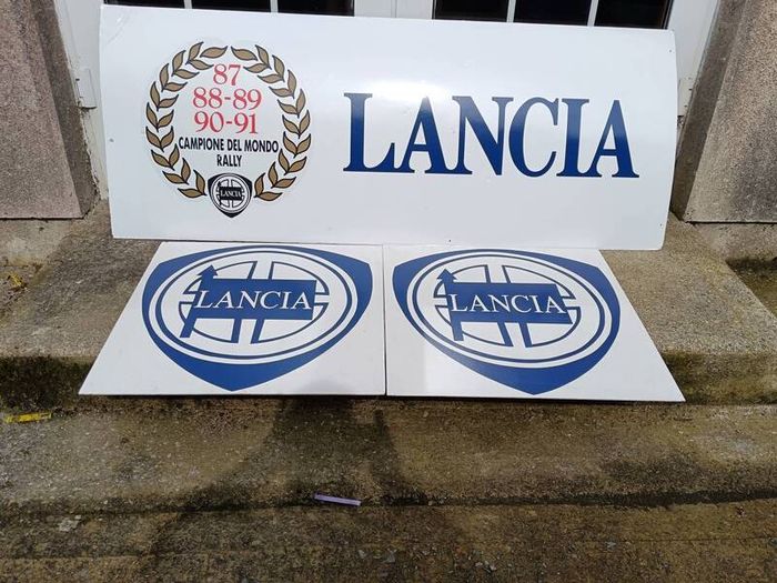 3 X Vintage Lancia Car Dealership Signs