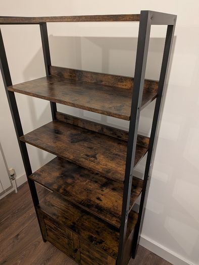 Industrial style shelving unit with cupboard
