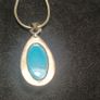 Vintage Sterling Silver Turquoise Teardrop Pendant Necklace & Earring Set Boxed Image 5