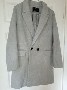 Stradivarius grey wool blend long winter coat,Size S