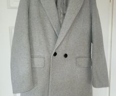 Stradivarius grey wool blend long winter coat,Size S
