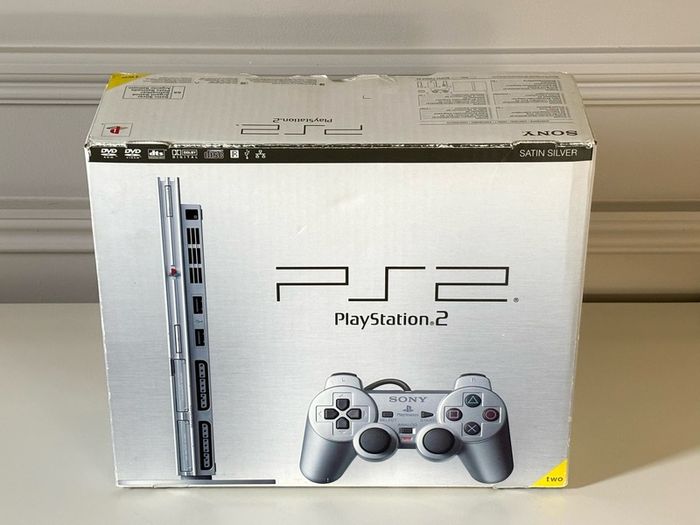 Original Sony PlayStation 2 Slimline Console in Satin Silver Boxed and Beautiful